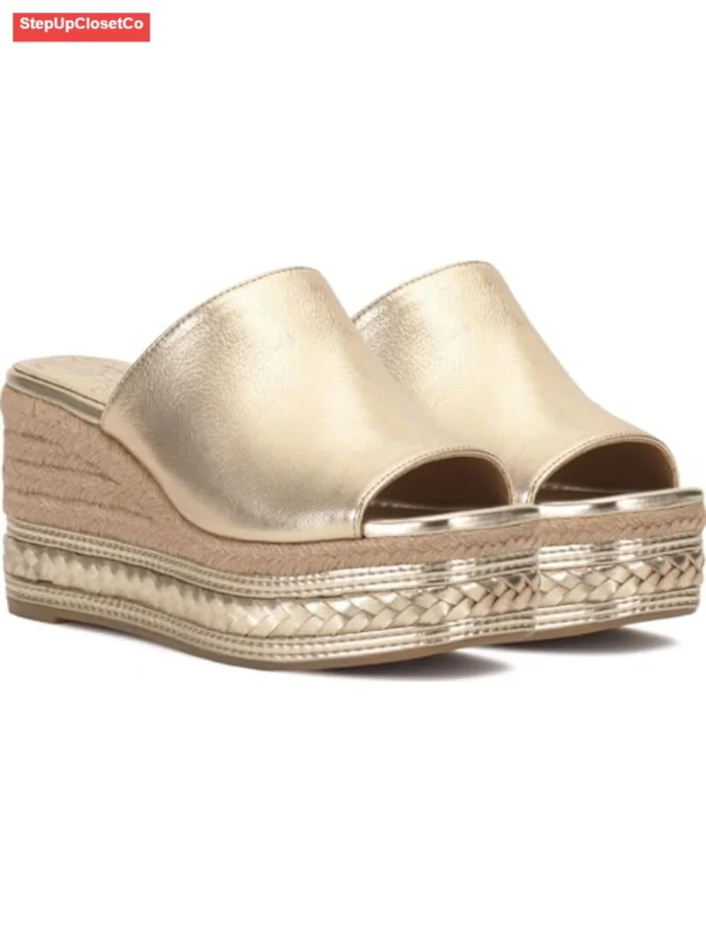 Leather Espadrille Wedge Platform Sandals Slip-On Open Toe